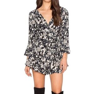 Free People All the Right Ruffles Romper in Raven Combo